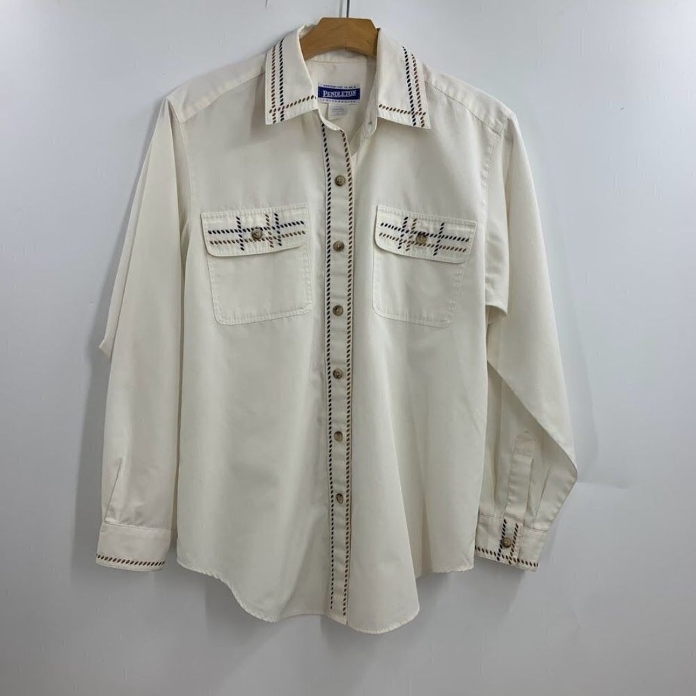 Pendleton Women's Vintage Western Cowboy Embroidered Long Sleeve Button Up SZ 6